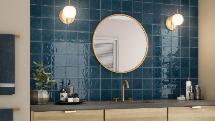 Fresco Blu 6x6 Glossy Zellige Look Ceramic Tile Install Nova