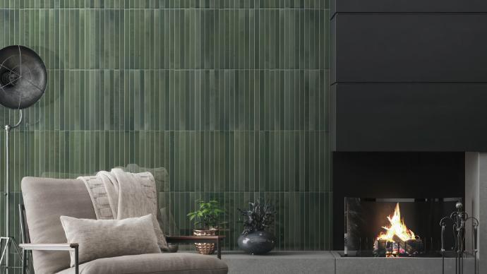 Linear Forest 5x10 Glossy Glazed Porcelain Install Nova Tile Stone