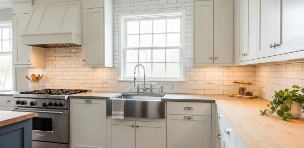 Modern White Subway Tiles Kitchen