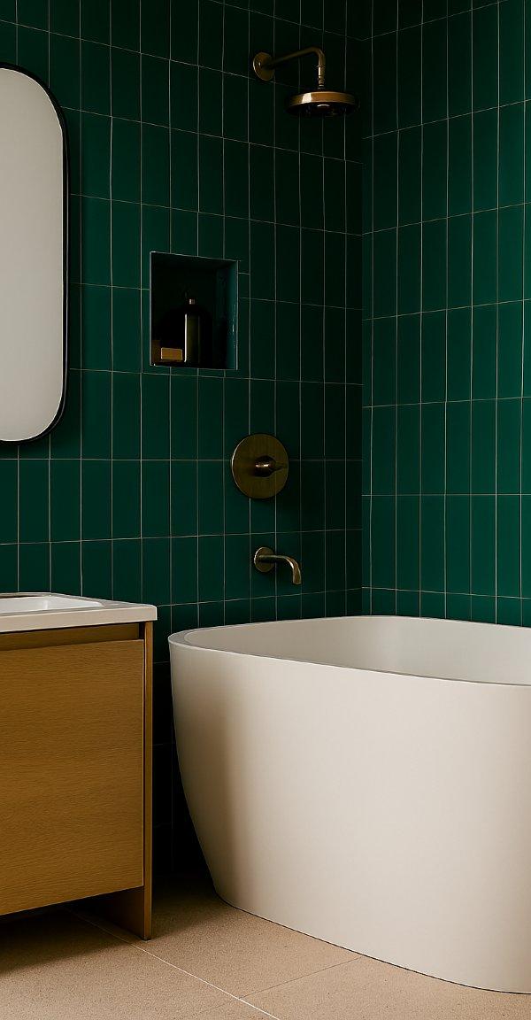 Green Vertical Stack Subway Tiles