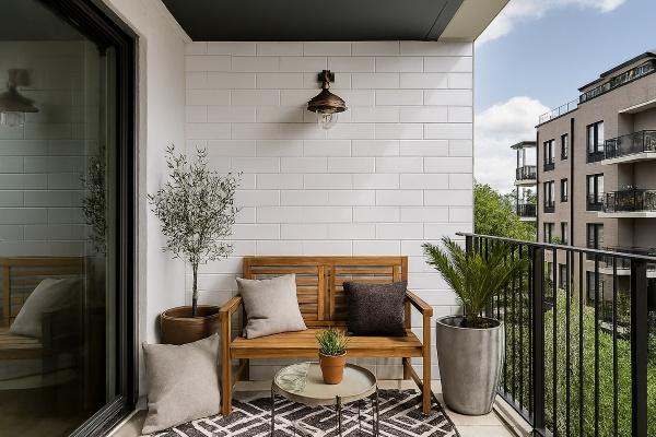 Balcony With Satin Look Subway Tiles