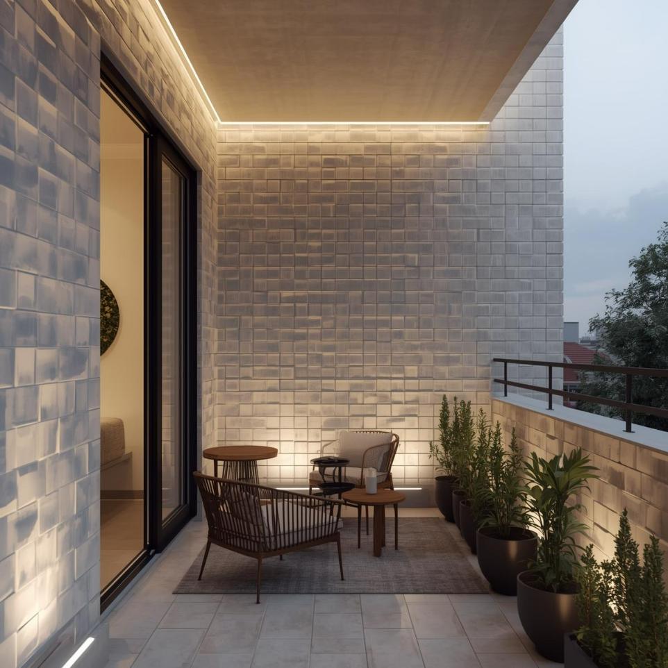 3D subway tiles wall for balcony