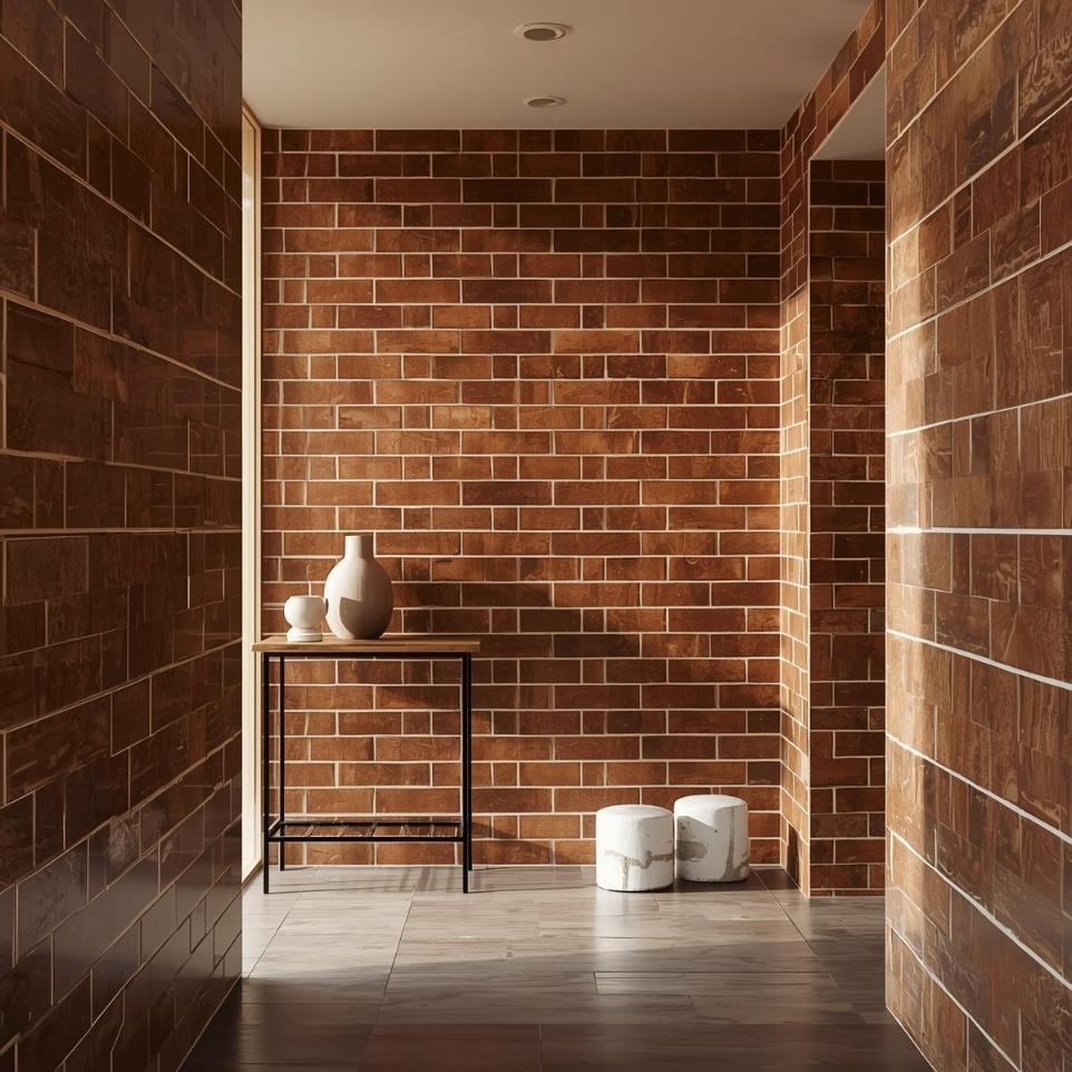 2x6 subway tiles brown main door