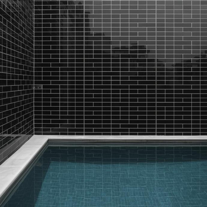 elegant look of 3x6 black subway tiles for swimming pool area