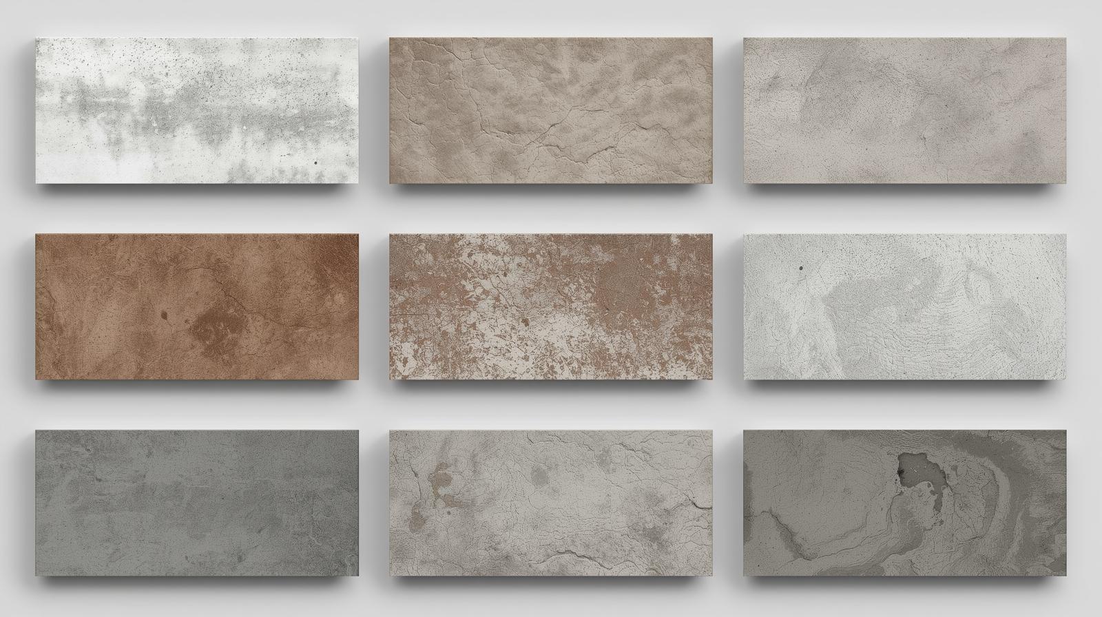 different styles of cement look subway tiles