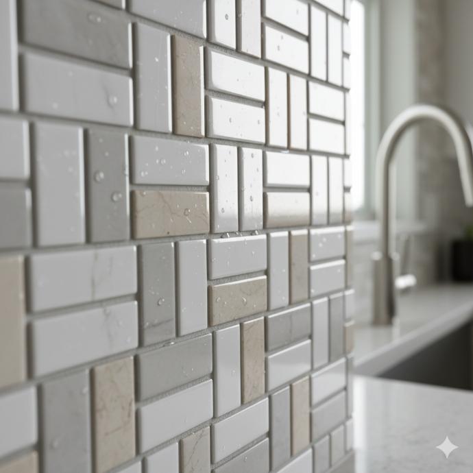 Basket weave subway tile pattern in modern bathrooms