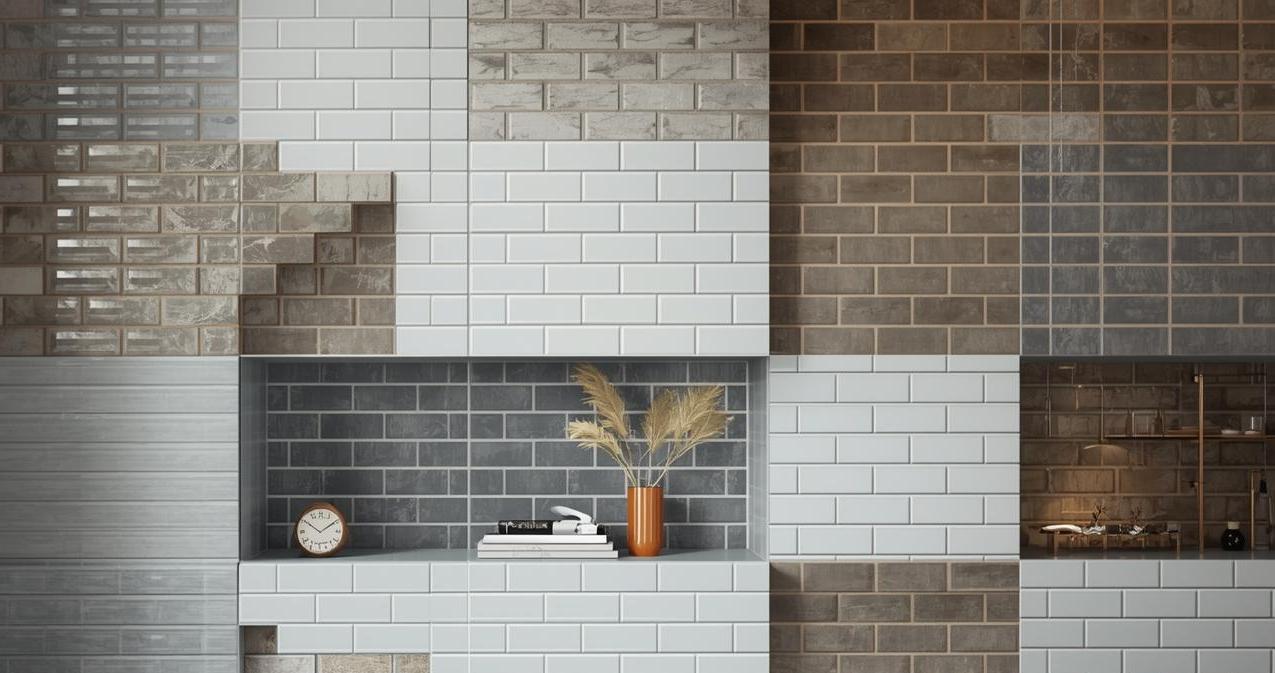 Multi-color combination subway tile blacksplash
