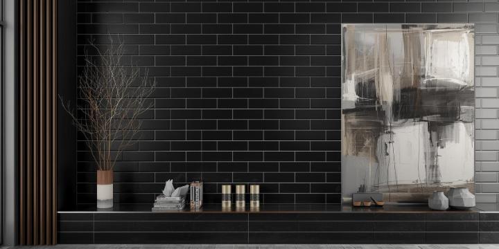black subway tiles