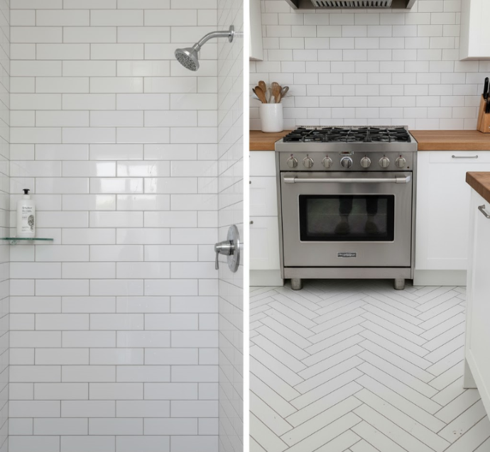 2x8 glossy white subway tiles