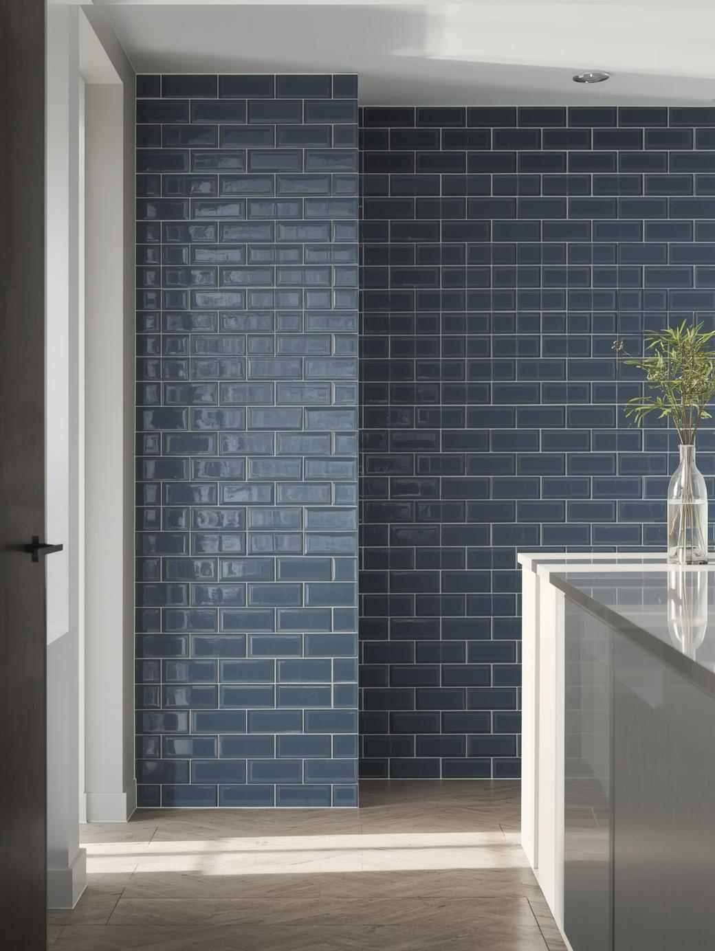 4x12 blue subway tiles design