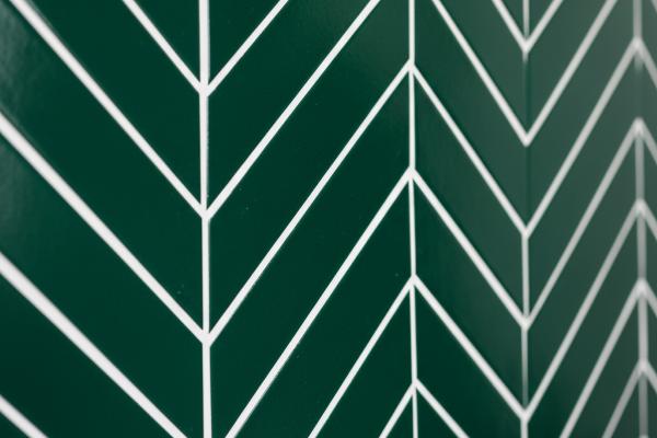 Green Chevron Patterne with white grout