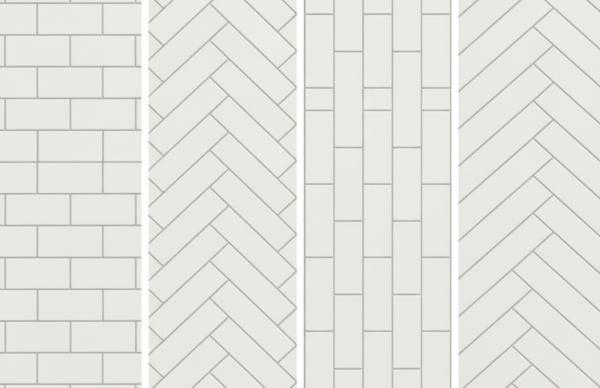 Side-by-side comparison of subway tile patterns