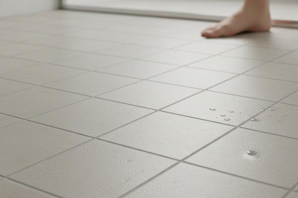 Unglazed porcelain subway tile floor showing textured matte surface with natural slip resistance