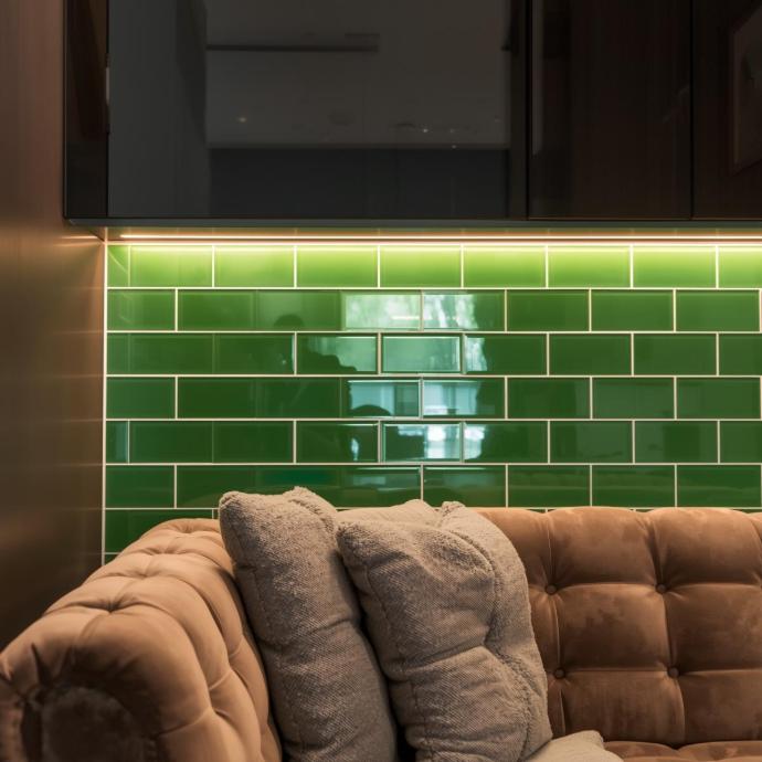 dark green subway tiles