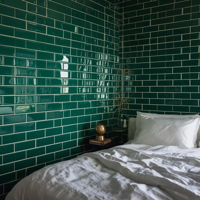 porcelain dark green subway tiles