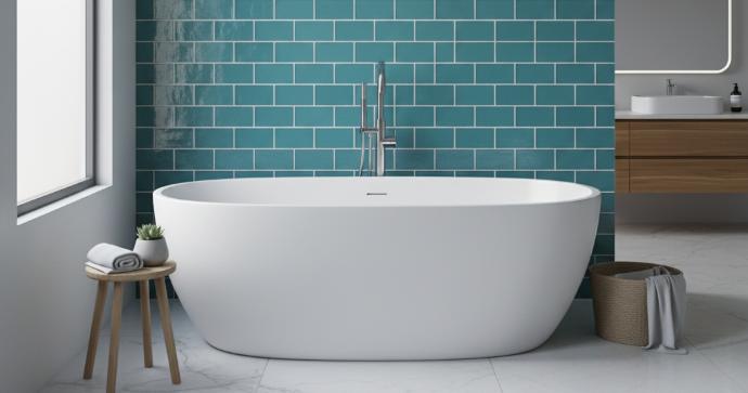 blue subway tile for bathtub