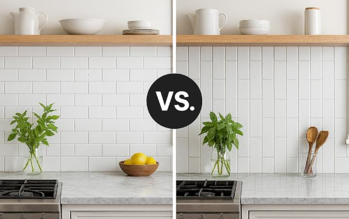 Comparison of vertical versus horizontal subway tile installations