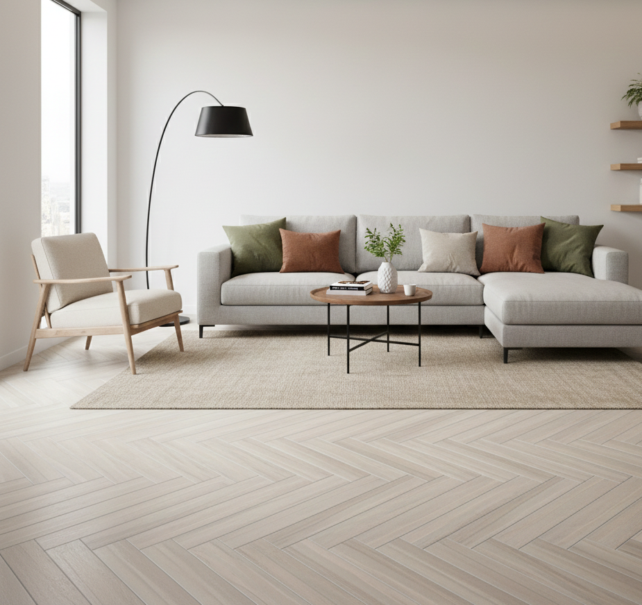 Torrent Travertine Look Porcelain Mosaic Tile suggested for wall accent in modern room.