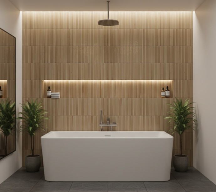 bathroom accent walls subway tile