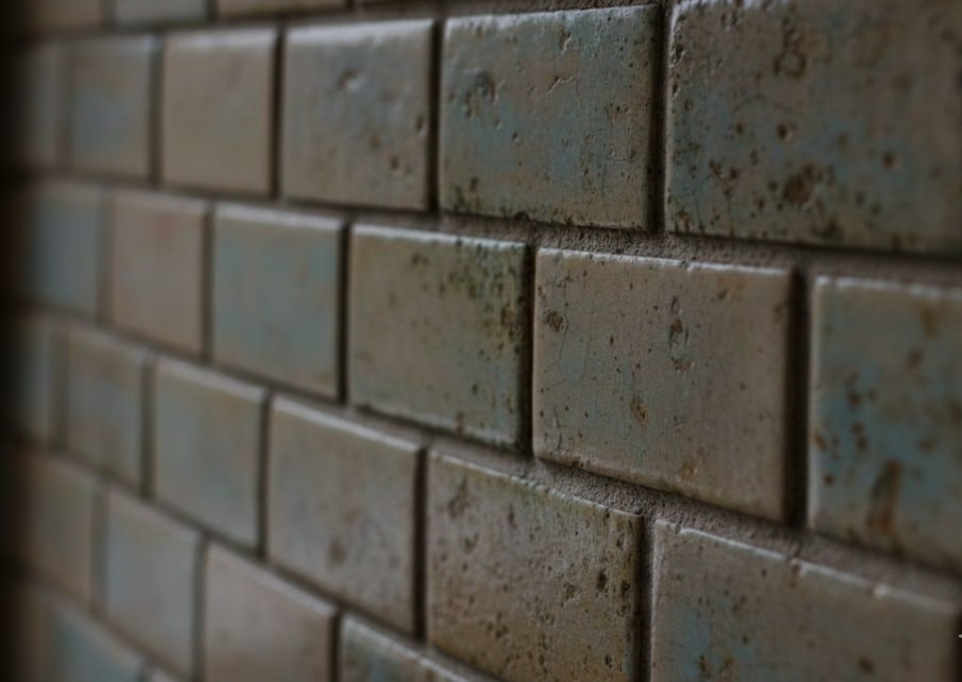Vintage subway tile wall