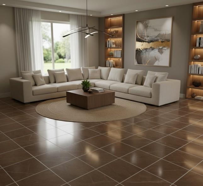 brown polished subway tile