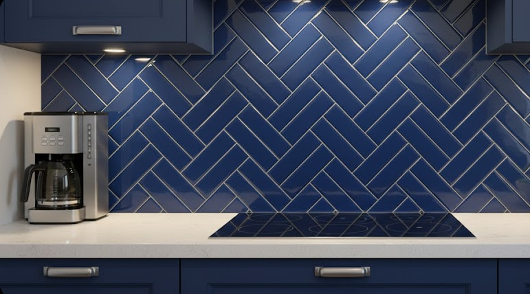 basketweave pattern on kitchen backsplash