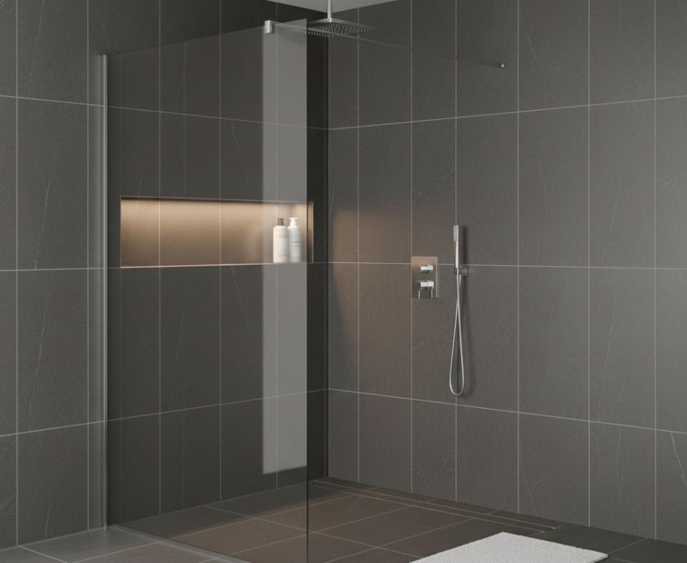 Matte finish 5x10 subway tile on bathroom backsplash with minimal grout lines and modern style