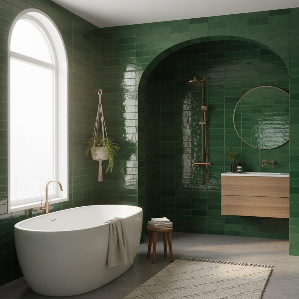 Lucida green 3x9 ceramic subway tile