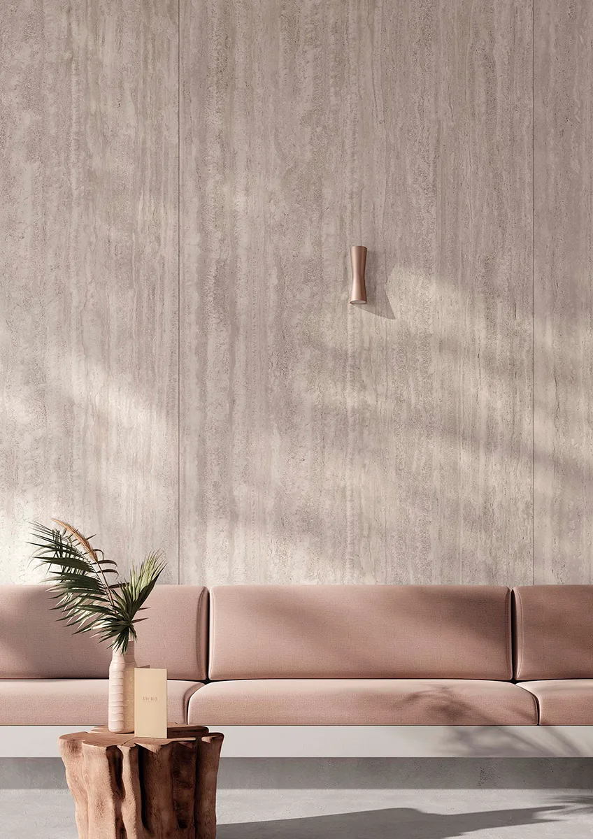 Travertino Chiaro Porcelain Slabs | Large Format Countertops