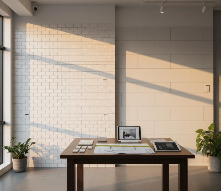 Comparison of 3x6 standard subway tiles versus 4x12 large-format subway tiles