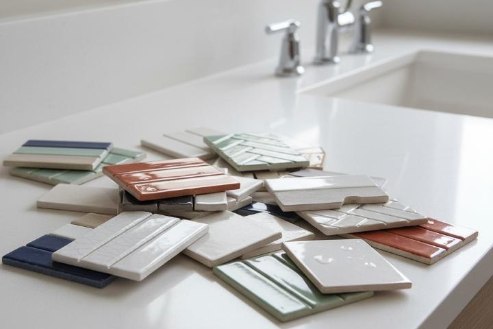 Selection of ceramic samples showing How To Choose The Perfect Subway Tile Size For Your Home.