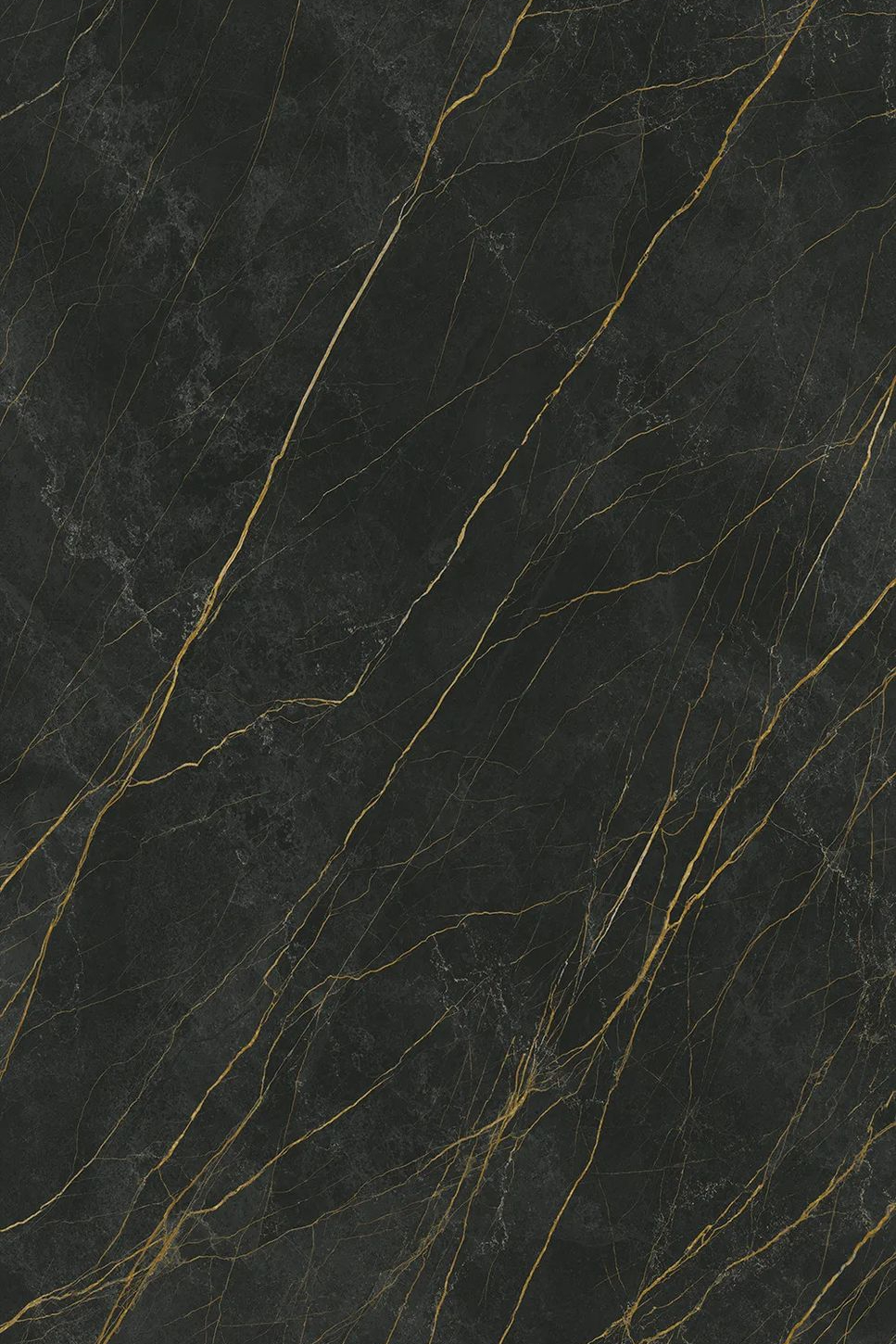 Wall application sample of Royal porcelain slabs with striking natural gold vein details.