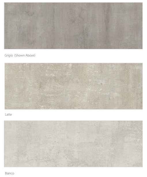 Available colors for needlepoint cement look porcelain tile