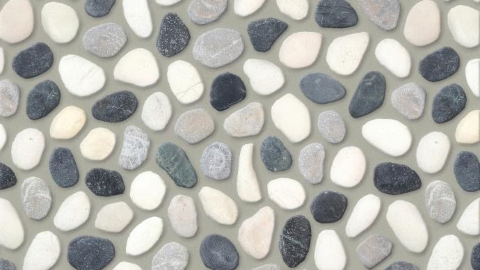 Dark blend pebbles natural stone river rock mosaic tile.
