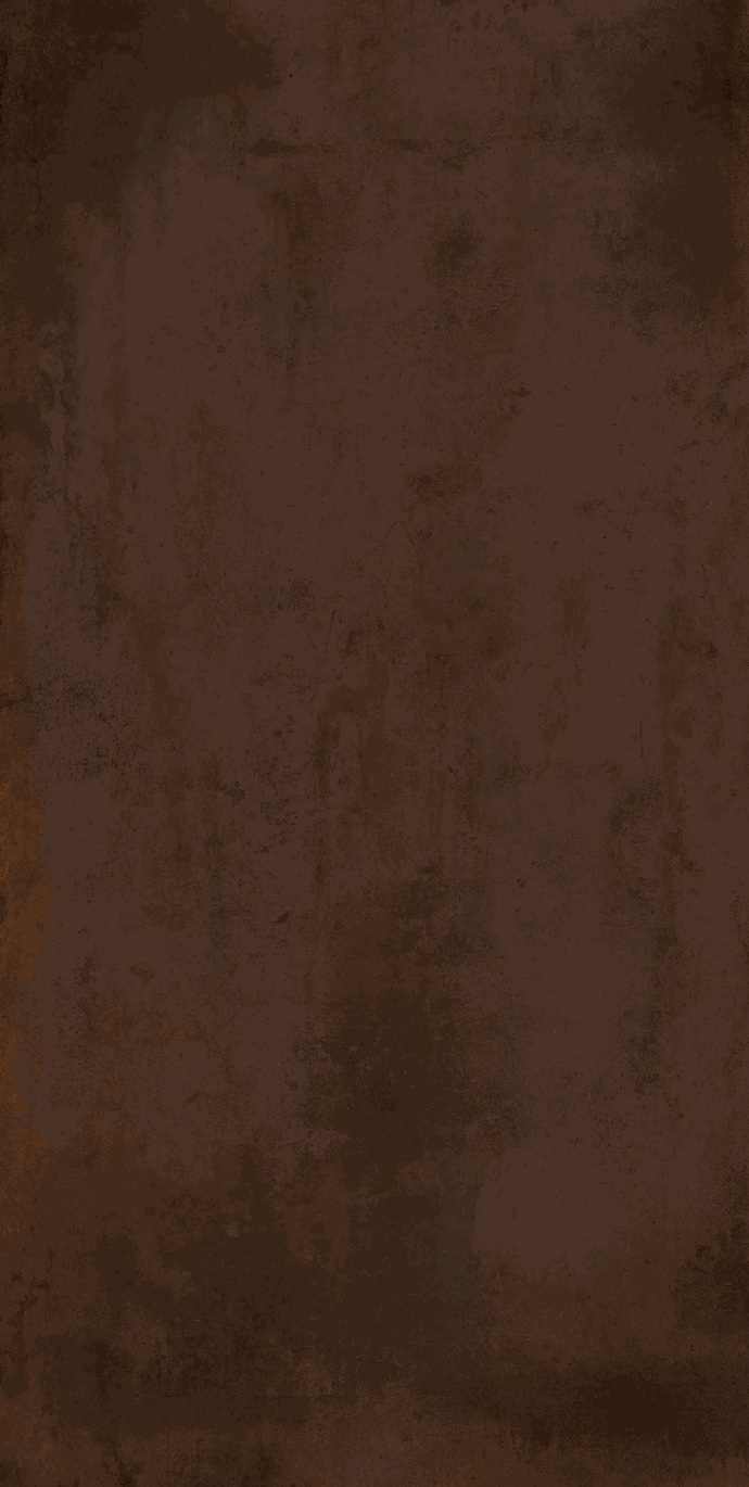 Metal Corten porcelain slabs texture showing rustic brown oxidized metal finish with natural patina.