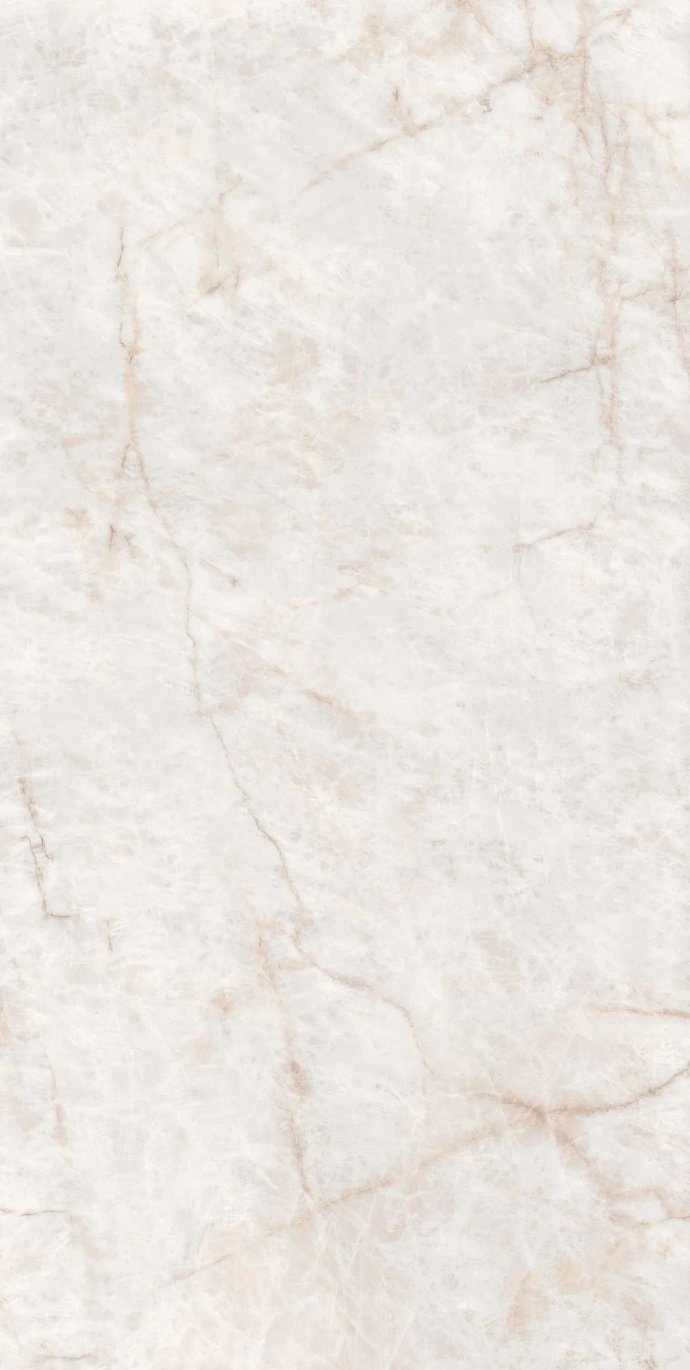 Full view of Crystal Ice porcelain slab displaying pearly white tones and natural veins.