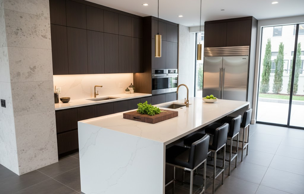 Quartz Kitchen Island Slabs | Free Design Consultation
