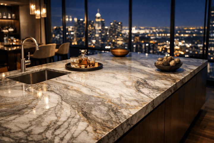 Quartzite countertop slab for kitchen