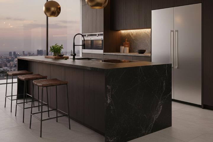 Leathered granite countertop with matte finish in contemporary kitchen design_edited