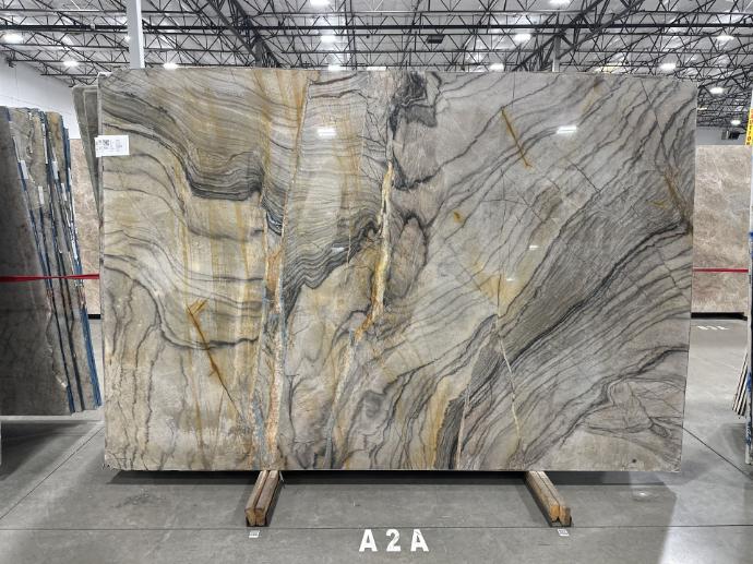 Gray and gold quartzite slab at Nova Tile and Stone