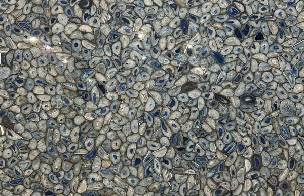Natural stone countertop with blue agate and geode details