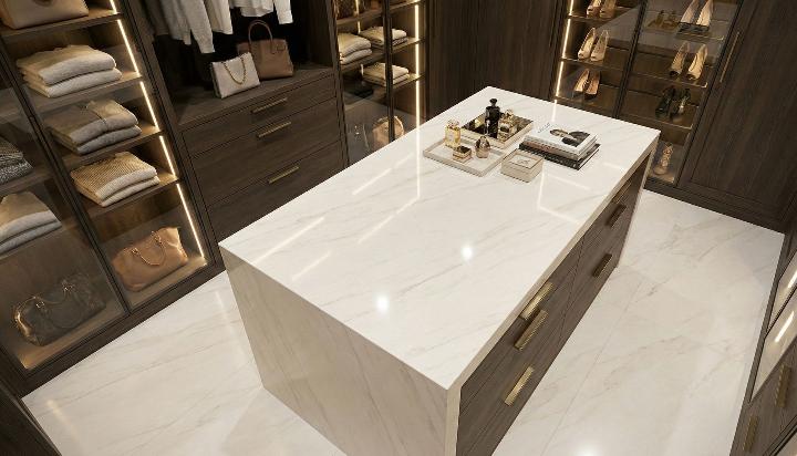 Polished porcelain countertop