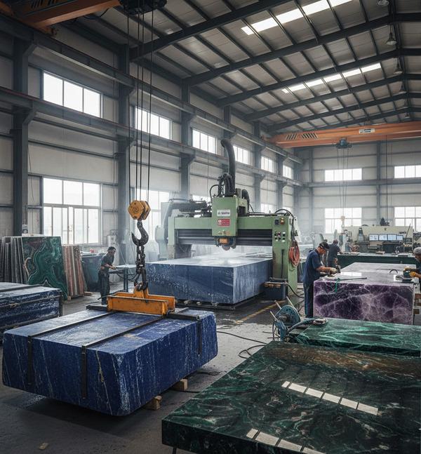 Large-scale fabrication of luxury gemstone slabs