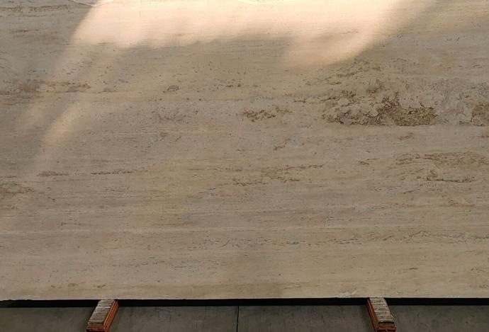 Veracruz Veincut Travertine Slab at Nova Tile and Stone showroom