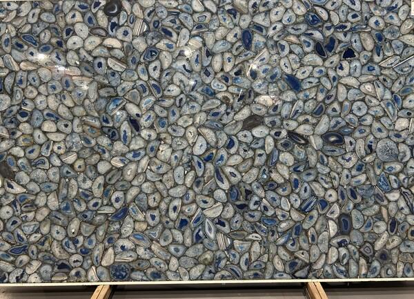 Agata azul semi-precious slab at Nova Tile and Stone showroom