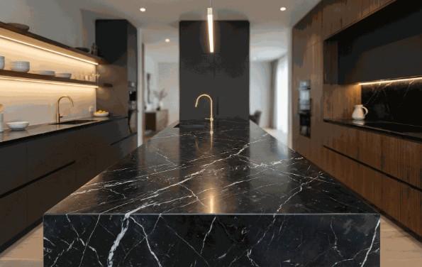 Luxury kitchen featuring a statement marble slab
