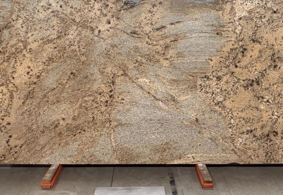 Golden crystal granite slab at Nova Tile and Stone showroom