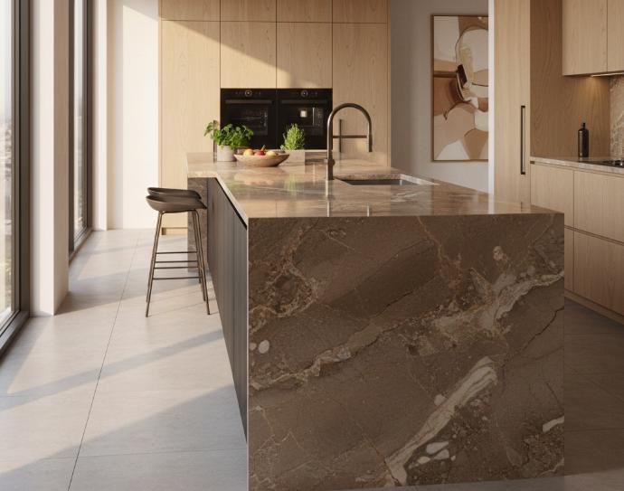 Brown dolomite countertop with polished finish