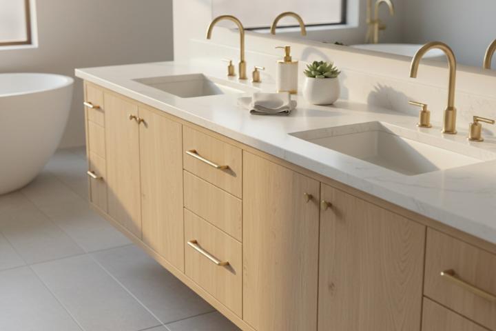 Engineered stone bathroom vanity countertop