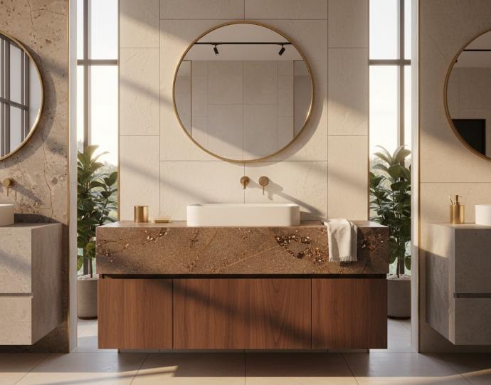 Leathered brown semi-precious stone slab